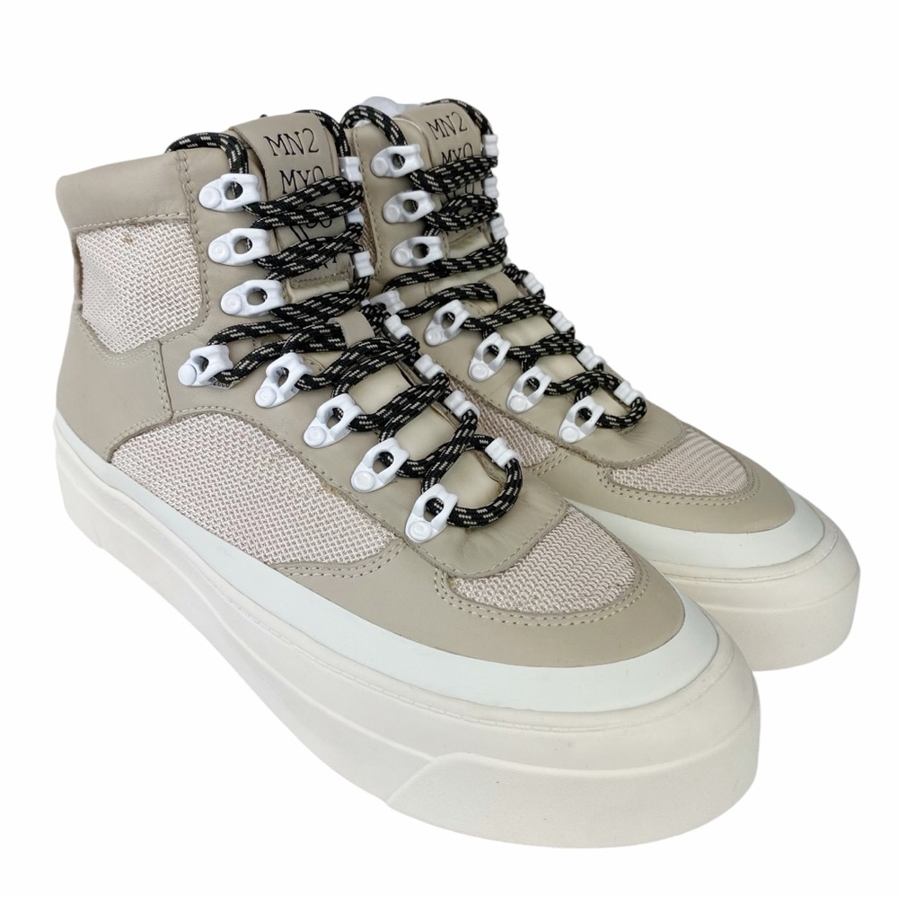 Miz Mooz Alpyne Sneakers Leather NEW Platform Lace Up Cream Womens Size 7.5 $175